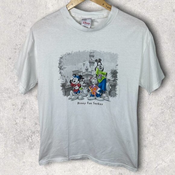 Vintage Disney Store 1990s TShirt Fun Seeker Micky Pluto Goofy Donald Duck Tee - Picture 1 of 9
